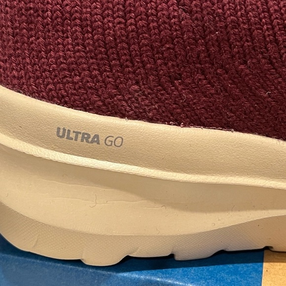 Skechers Burgundy Knit Ankle Boots - Picture 7 of 9